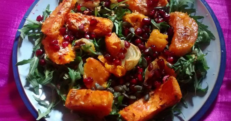 Roasted butternut and pomegranate salad