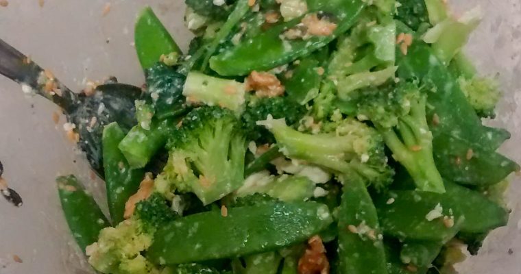 Mange tout and Tahini Broccoli Salad